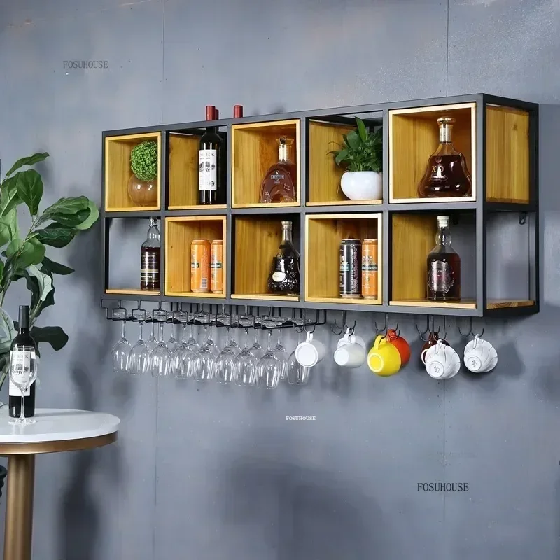 Nordic Iron Upside Down Wine Cabinets Industrial Bar Cabinets Home Decorative Wall Hangings Cupboard Racks Bar FurnitureN