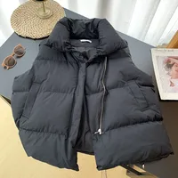 Women Fashion Autumn New 2024 Stand Collar Elegant Down Coats Warm Outerwear Casual Belt Sleeveless Winter Women Vests Jackets - Image 5
