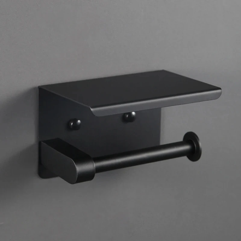 304 Stainless Steel Tissue Holder Toilet Paper Holder Roll Paper Bathroom Phone Storage Rack 1PC