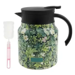 Elegant Floral Stainless Steel Insulated Tea Kettle with Handle and Built - in Infuser, 1L Capacity (B green)