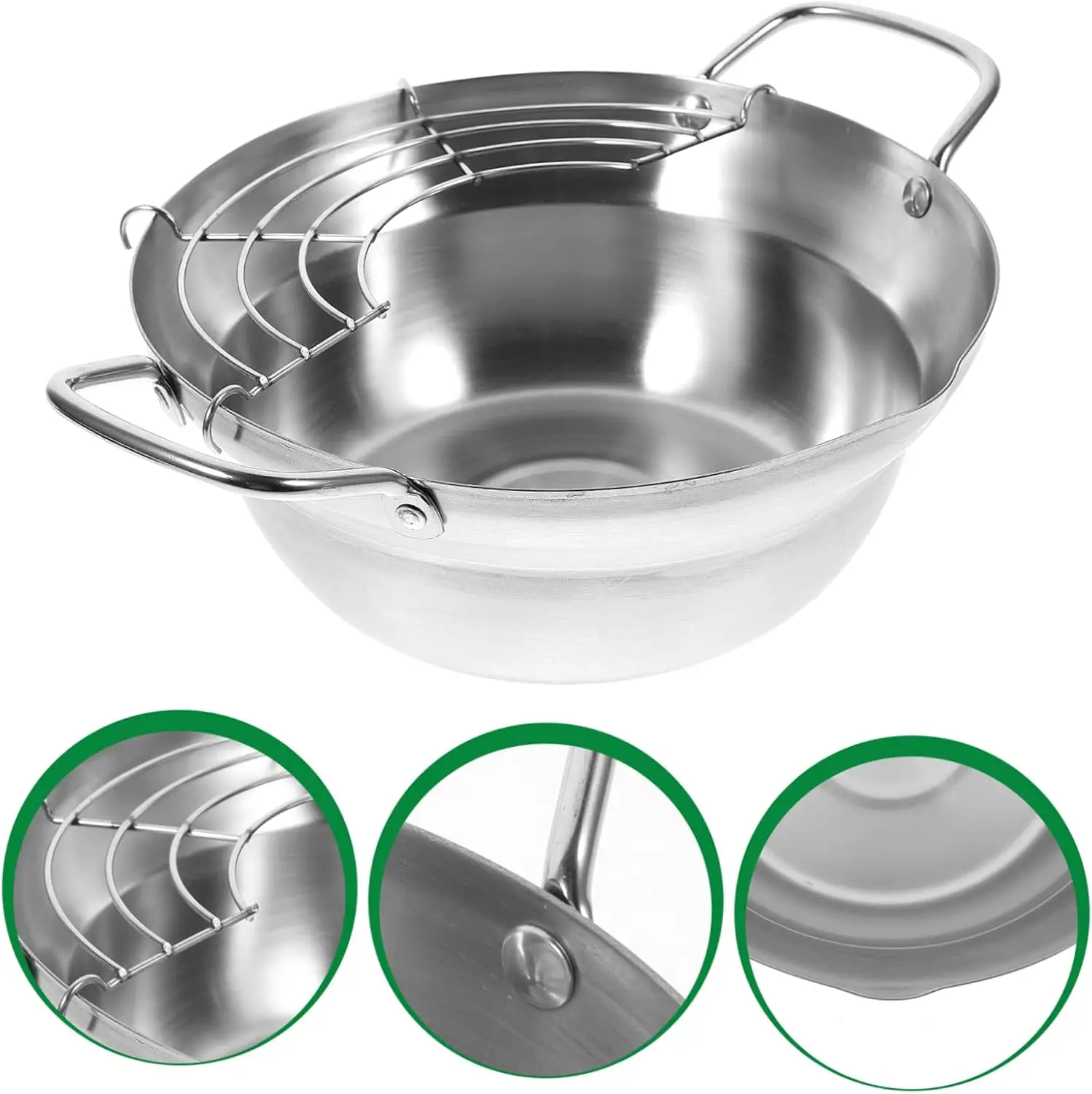 1 Pc Stainless Steel Deep Frying Pot Induction Cooker Frying Pan Tempura Fry Pot Induction Pan Skillet Fish Fryer J