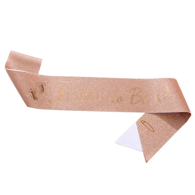 Glitter Satin Sash Set for Expectant Parents - Baby Shower & Gender Reveal Party Decoration