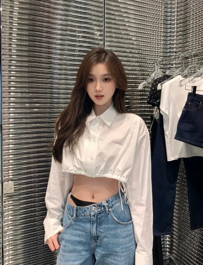 148782 여성용 드로스트링 긴팔 셔츠, 클래식 트렌디 럭셔리 디자인, 핫스위트, A2, 신상 패션