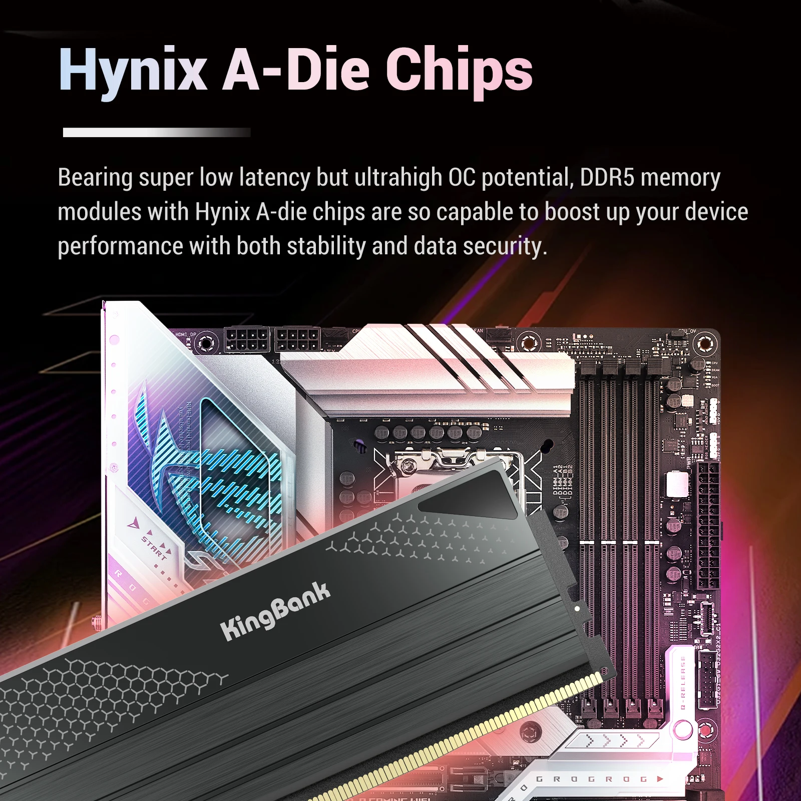 KingBank 데스크탑 PC용 메모리 GB 램, DDR5, 16GB, 16GB, x2, 32GB, 6000MHZ, 지지대 XMP 3.0, 1.35V RAM, 하이닉스 A 다이, 핫 세일