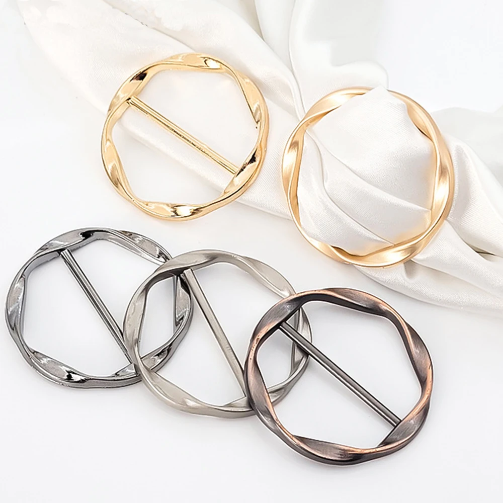 9-Pack Round Scarf Rings - Metal Circle Clip Buckles For T-Shirts, Silk Scarves & Fashion Accessories (Gold, Silver, Black) - View #9