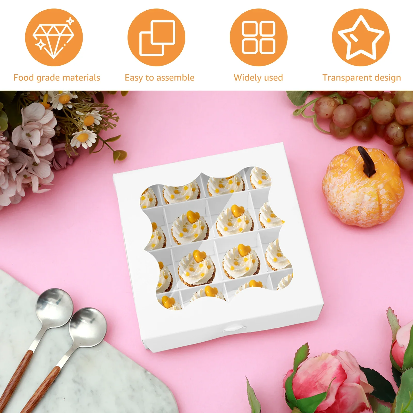 Scatole Cupcake 6 Fori 30 Scatole Cupcake Con Finestra - Scatole Rettangolari 6 Fori Per Dolci E Dessert Scatole Dessert Con Finestra
