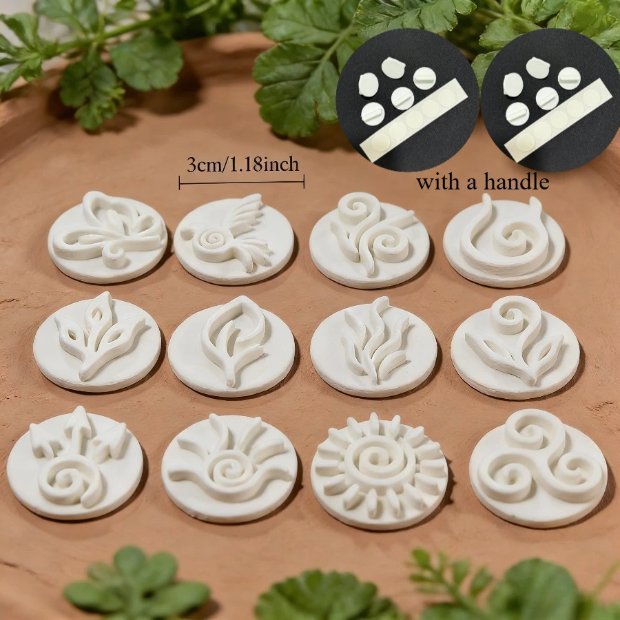 12-teiliges Boho-Themen-Set Polymer-Ton-Stempelwerkzeuge mit Griffen, Elementformen für Polymer-Ton-Ohrringe, Anhänger & Keramik-Bastelarbeiten – Detail 3