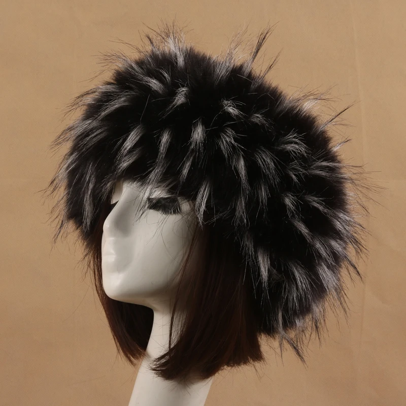 Winter Warm Thicken Furry Hairband Faux Fur Women Girl Fur Headband Hat Outdoor Earwarmer Ski Hats winter hat faux fur hat