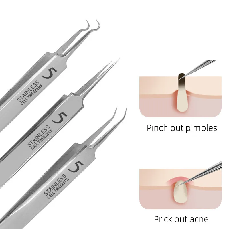 123PCSBlackheadTweezersEyelashExtensionNipperAntiAcidSteel