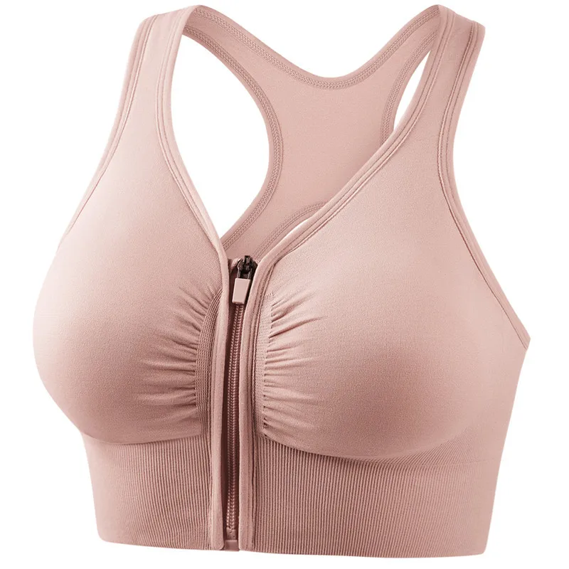 MIKI Shockproof push-up plus size running yoga fitness sports bra with hollow back and front zipper sports bra for women