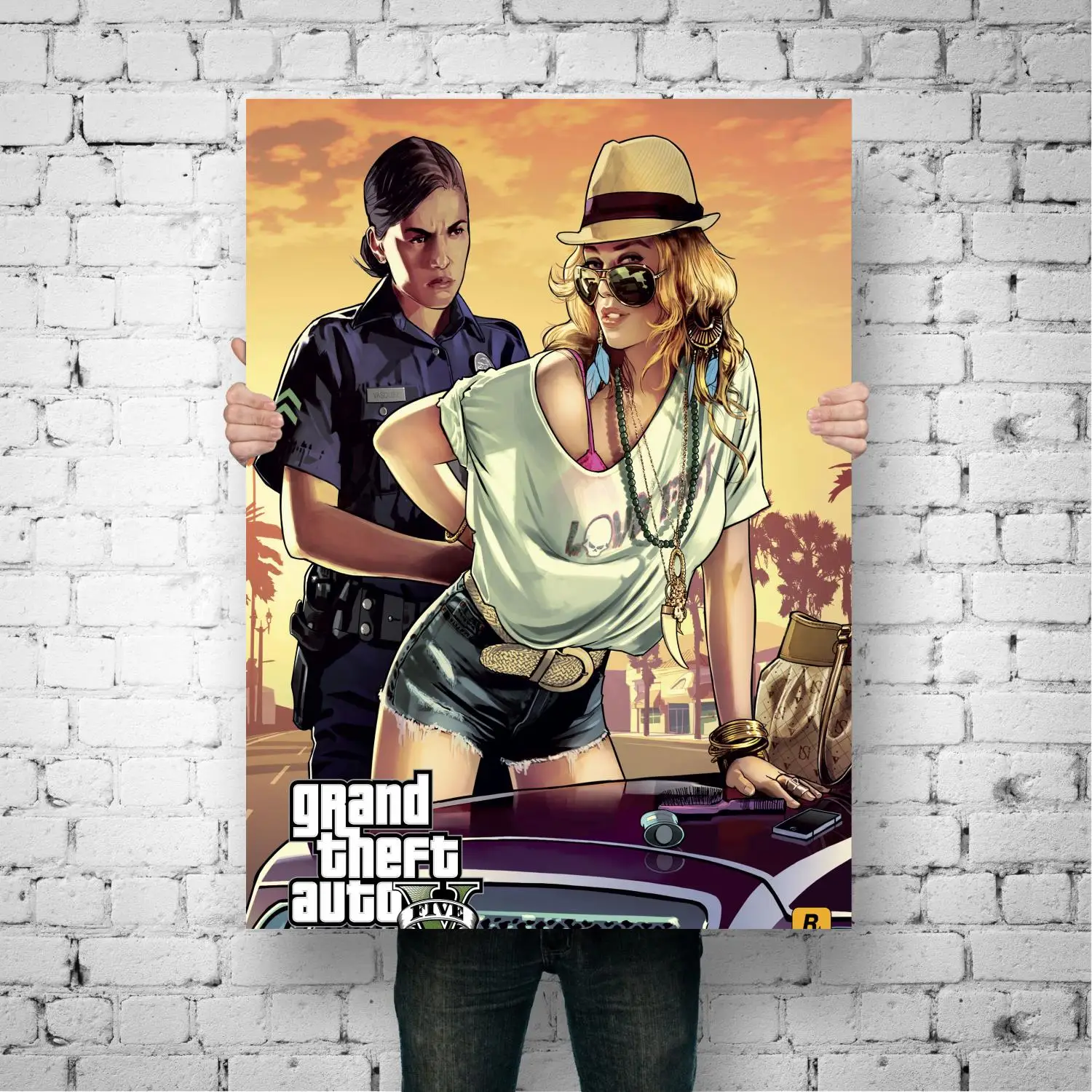 Gta V Grande Roubo Jogo De Automóvel Decoração Arte Cartaz Da Parede  Presente Personalizado Moderno Família Quarto Decoração 24x36 Lona Cartazes  - Pintura E Caligrafia - AliExpress