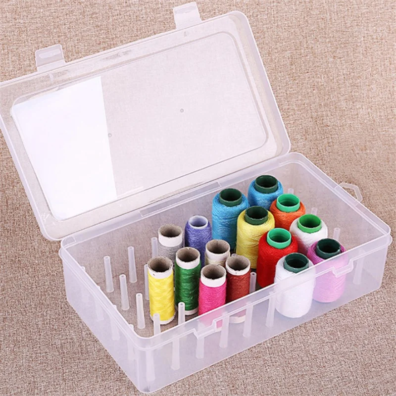 Sewing Storage Box Sewing Thread Storage Box 42 Pieces Spools Bobbin Carrying Case Container Holder Craft Spool Organizing Case