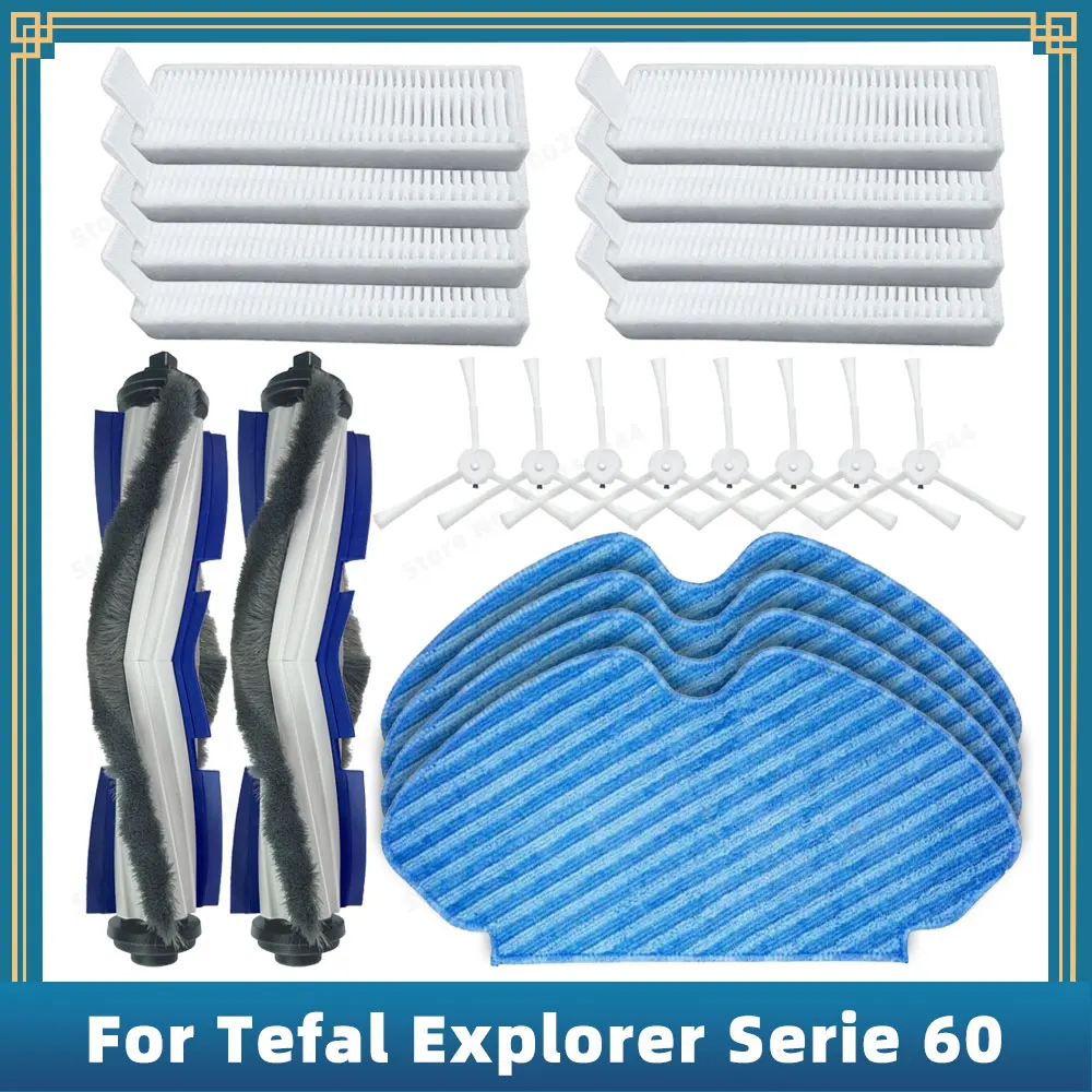 Lado Principal Escova Filtro Mop Peças Sobressalentes Acessórios Compatível para Tefal Explorer Série 60 Rg7447 Rg7455 Rg7447wh Rg7455wh