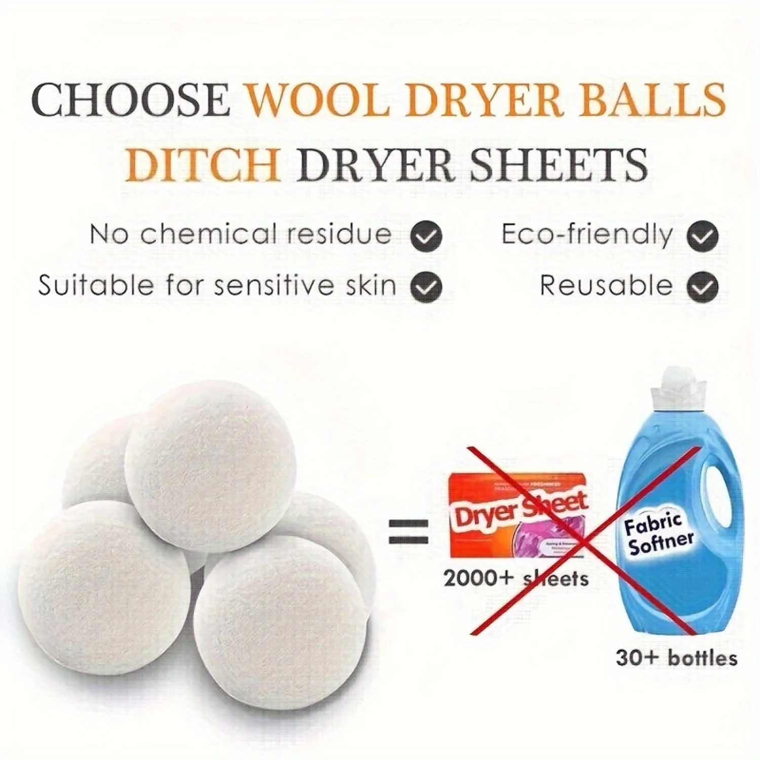 "Zero-Waste" 3-Piece Reusable Wool Laundry Dryer Balls-1.96" Soft Felt Fabric Balls For Clothes, Eco-Friendly Cleaning Supplie