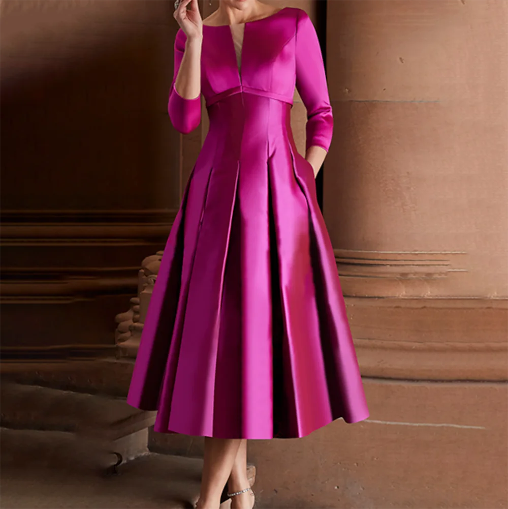 womens formal dresses 3 4 sleeve WEDTREND Women Dark Purple Mother of the Bride Dress Lace Chiffon Square  Neck Mermaid Slit 3/4 Sleeves Formal Dress