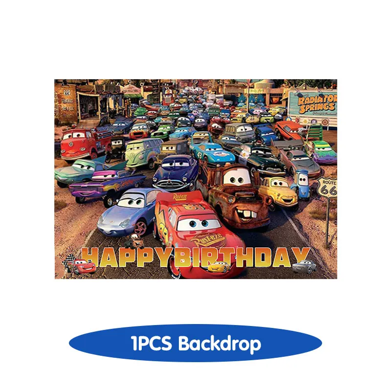 thumbnail image 1 of Decoraciones de cumpleaños de Disney Pixar Cars Vajilla Vasos de papel Platos Mantel Globos de Rayo Mcqueen Suministros de cumpleaños para niños, 1 of 5