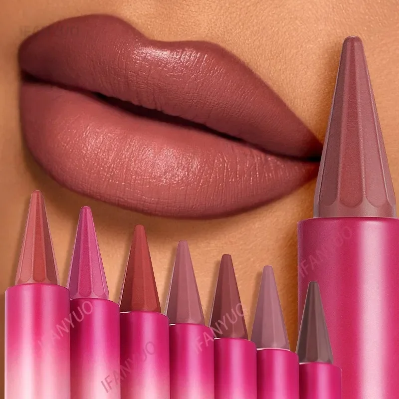Sexy Color Lip Liner Sharp End Matte Gradient Lipstick Nude Brown Purple Tapered Lip Contour Plumping Lipliner Lasting Makeup