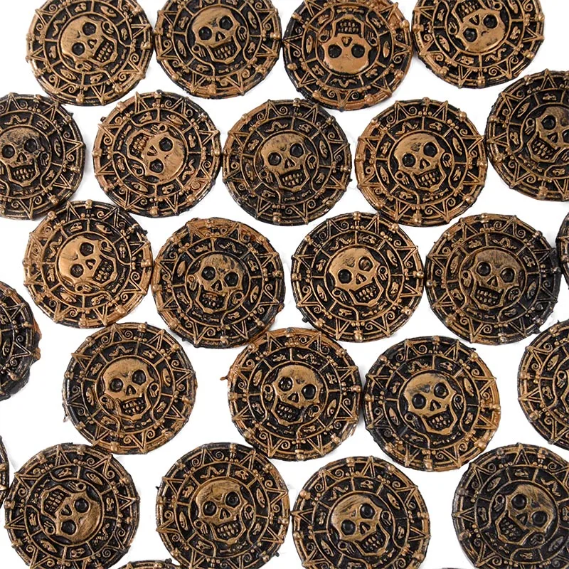 

10pcs Halloween Plastic Pirate Coin Kids Birthday Party Decoration Fake Coins Props Christmas Favors Game Treasure Children Toys