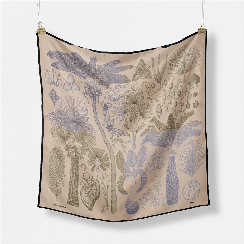 Marke Design Palm Baum Seide Schal Mode Frauen Schal Kleinen Platz Schals Kopf Schal Hals Binden Band Professionelle Halstuch – Detail 13