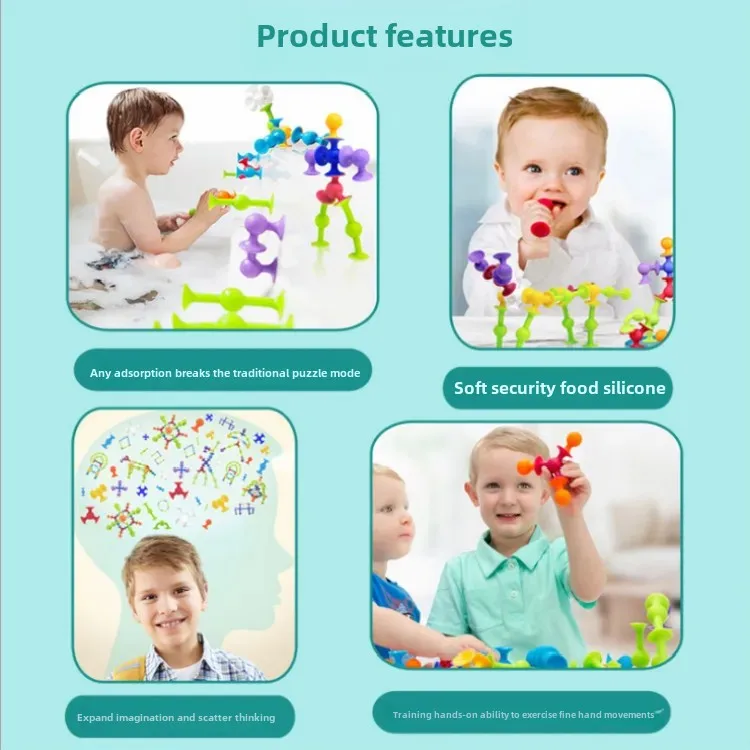 Versatile Silicone Building Blocks Puzzle Toys Bath DIY Egg Shell Shape Suction Cup Fun Educational Assembling Game For Kids