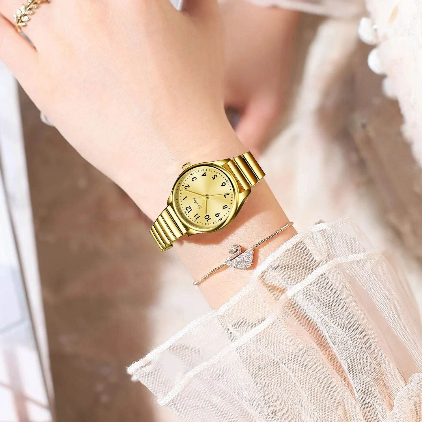 SUNKTA Women's Wristwatch Luxury Fashion Elegant Ladies Watch Waterproof Watch for Woman Stainless Steel Bracelet Reloj Mujer 5