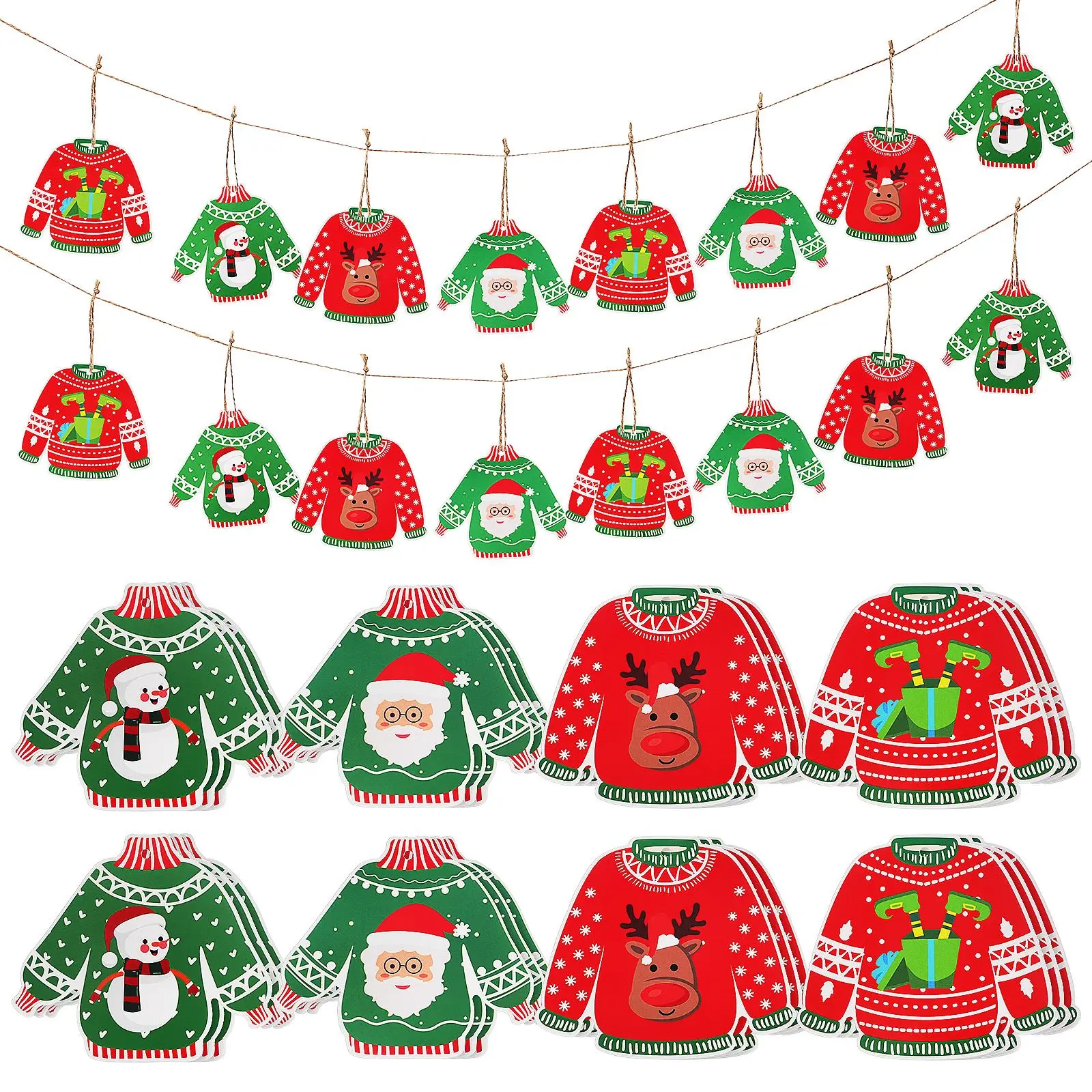 48 piezas de colgantes para árbol de Navidad, adornos para suéteres, suministros navideños