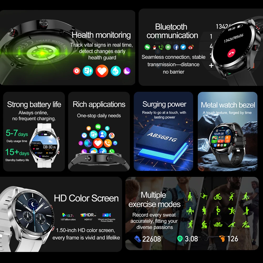 2025 New Business Smart Watch Men Bluetooth Call 1.53-inch AMOLED HD Display Multi-Sport Modes Heart Rate Monitor Smartwatch Man 2