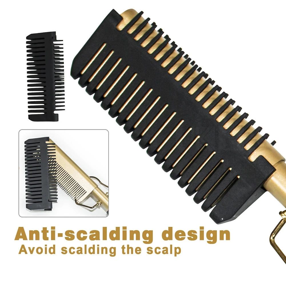 Dry And Wet Straight Hair Curling Copper Comb Bangs Straight Hair Electric Heating Curling Comb Hair Comb 3