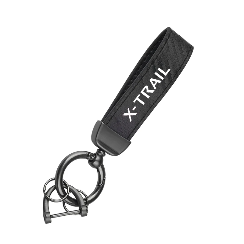 가죽 탄소 섬유 자동차 링 키체인 트링킷, 아연 합금 키링, 닛산 Xtrail X-TRAIL 키 로프, 360 도 회전