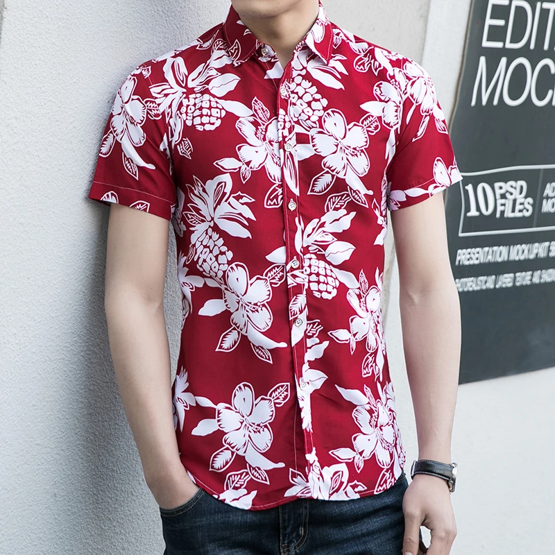 Summer New Arrival Shirts Men 2022 Fashion Print Short Sleeve Hawaiian