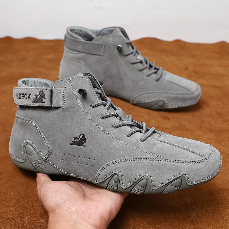 Men Boots Casual Motorcycle Winter Shoes 2024 Waterproof High Top Sneakers Luxury Footwear