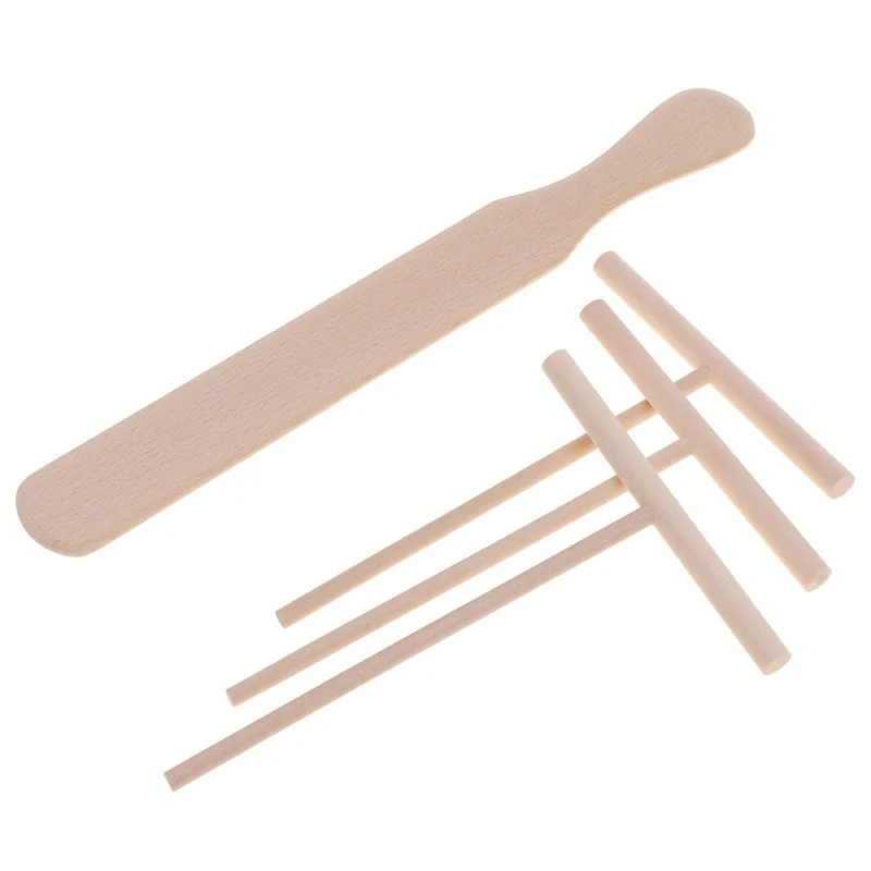 Description Picture 2 of itemCrepe Spreader Spatula Tool Tools Maker Pancake Stick Wooden Rake Utensils Making Set Scraper Turner Wood Dough Pan Pasta T