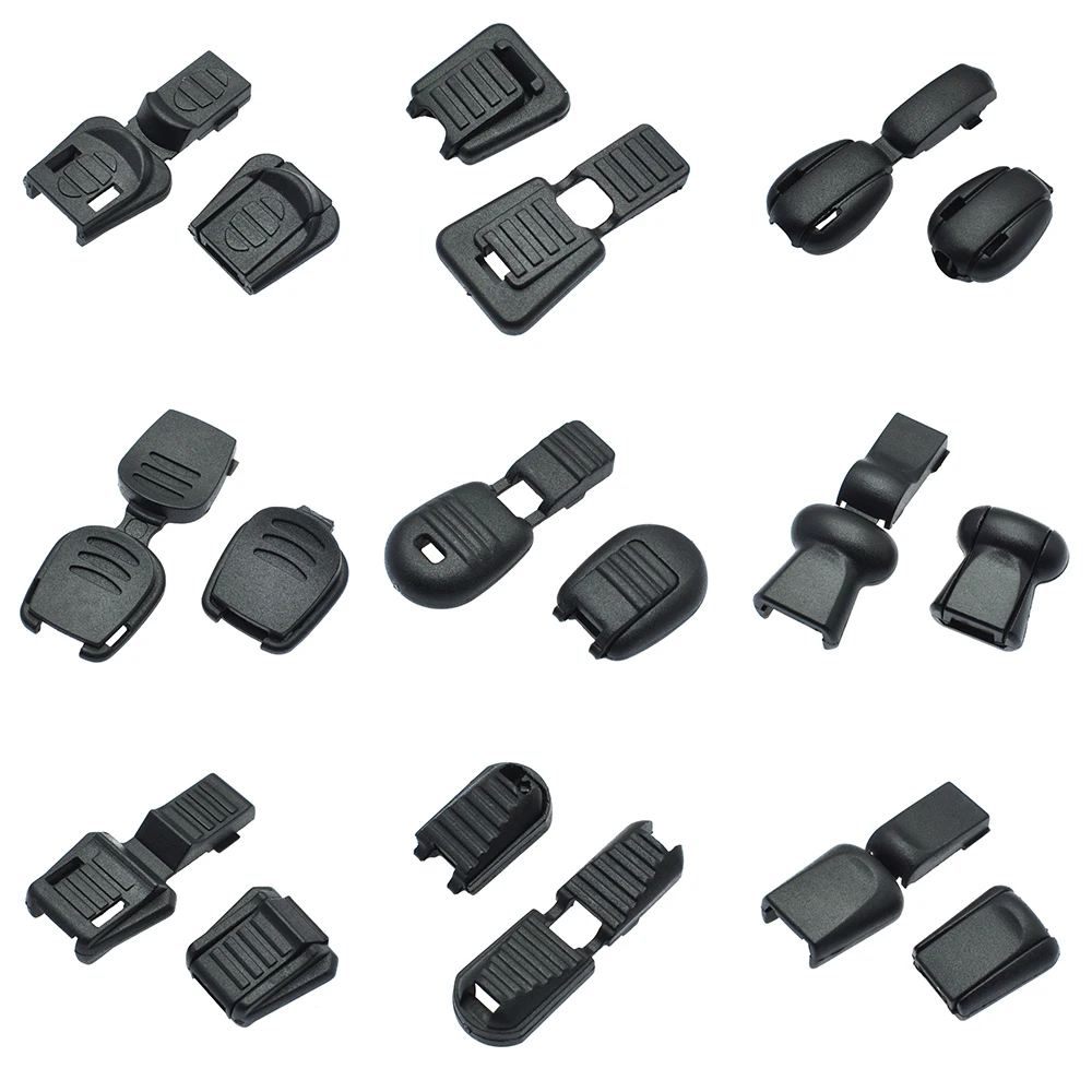 Zipper Pull Cord Ends 10pcs/pack For Paracord Cord Tether Tip Lock Plastic Black Cord End Tip Cord End Lock
