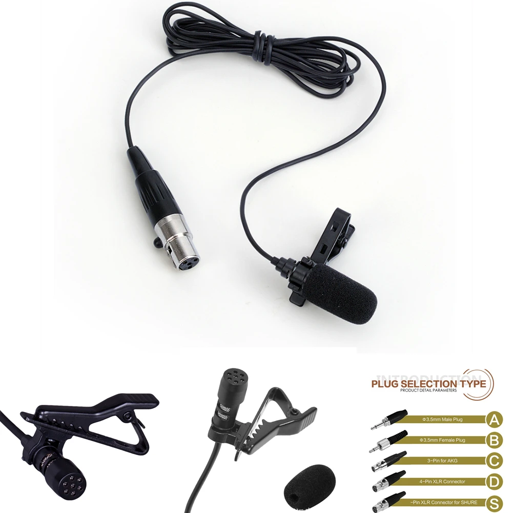 BlackLavalierLapelMicrophone35mmXLR3PinXLR4PinForWireless