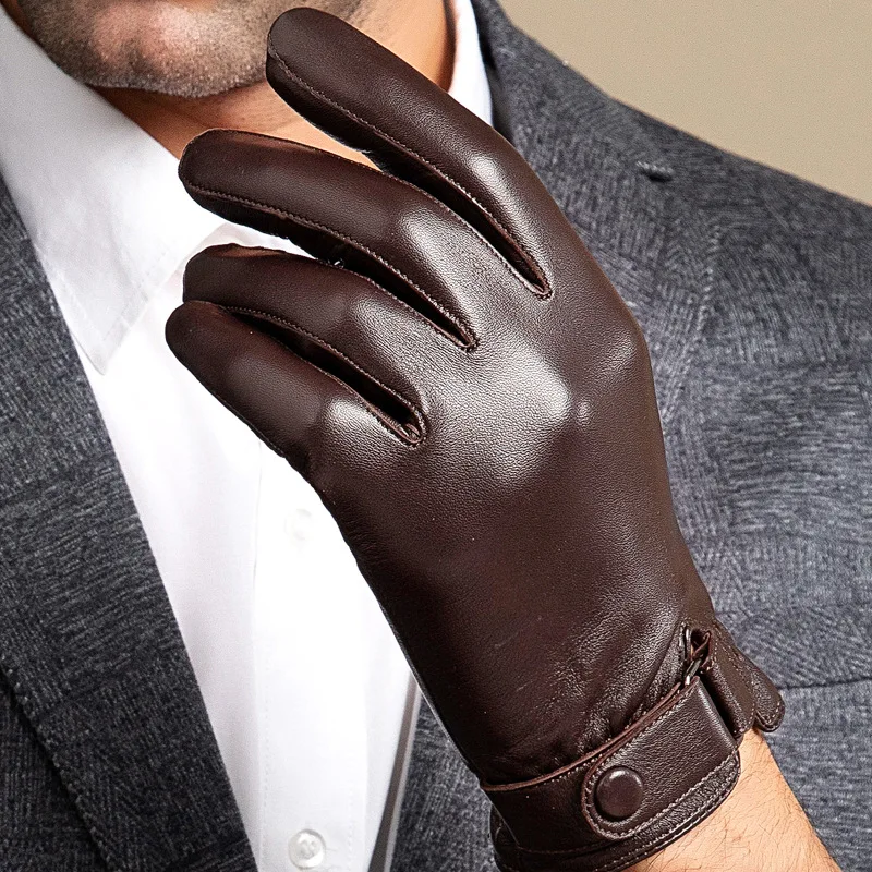 

High Quality Soft Sheepskin Gloves Mens Genuine Leather Gloves for Driving Riding Male Mittens Motorcycle Bicycle Gloves Gifts