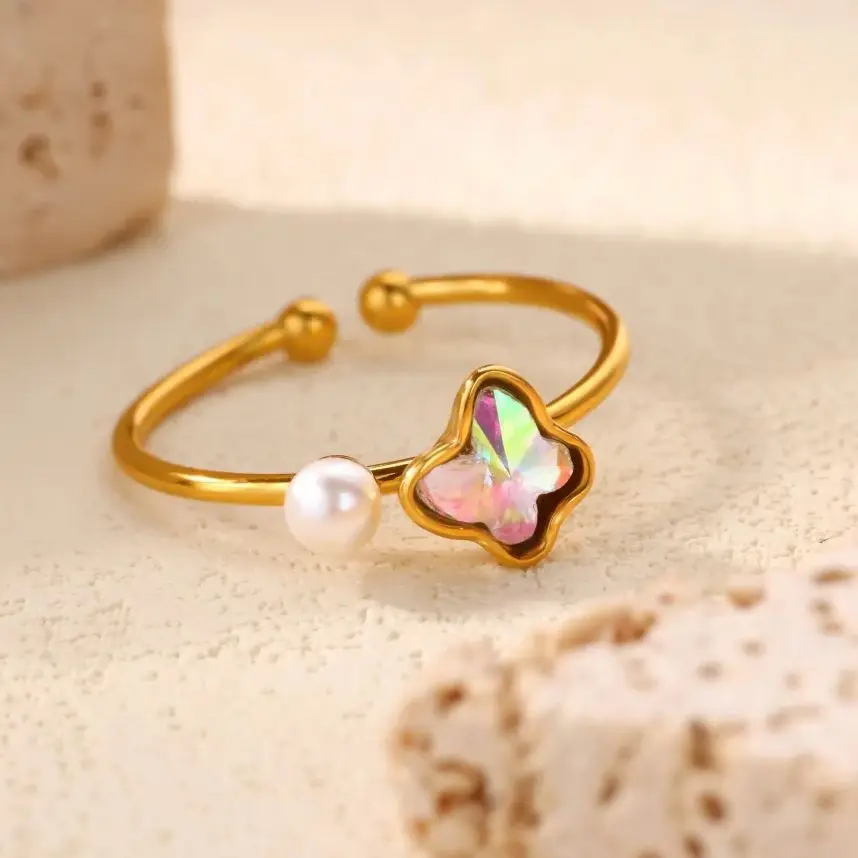 Turkish Evil Eye Rings Stainless Steel Gold Color