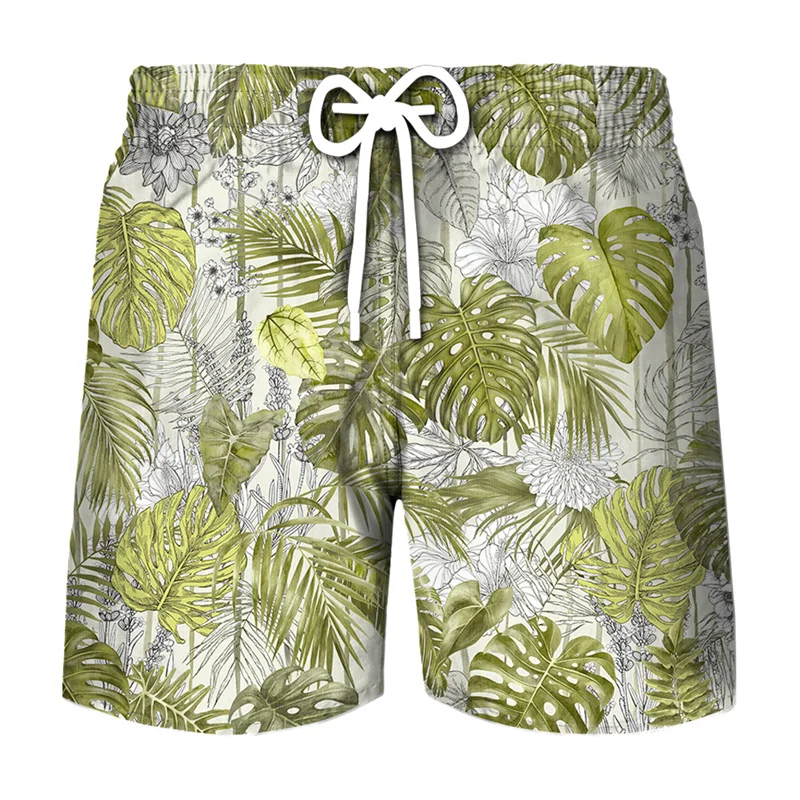 

3D Printed Natural Plants Beach Shorts Men Casual Hawaii Swimsuit Quick Dry Bermuda Surf Board Shorts Pants Fashion Swim Trunks