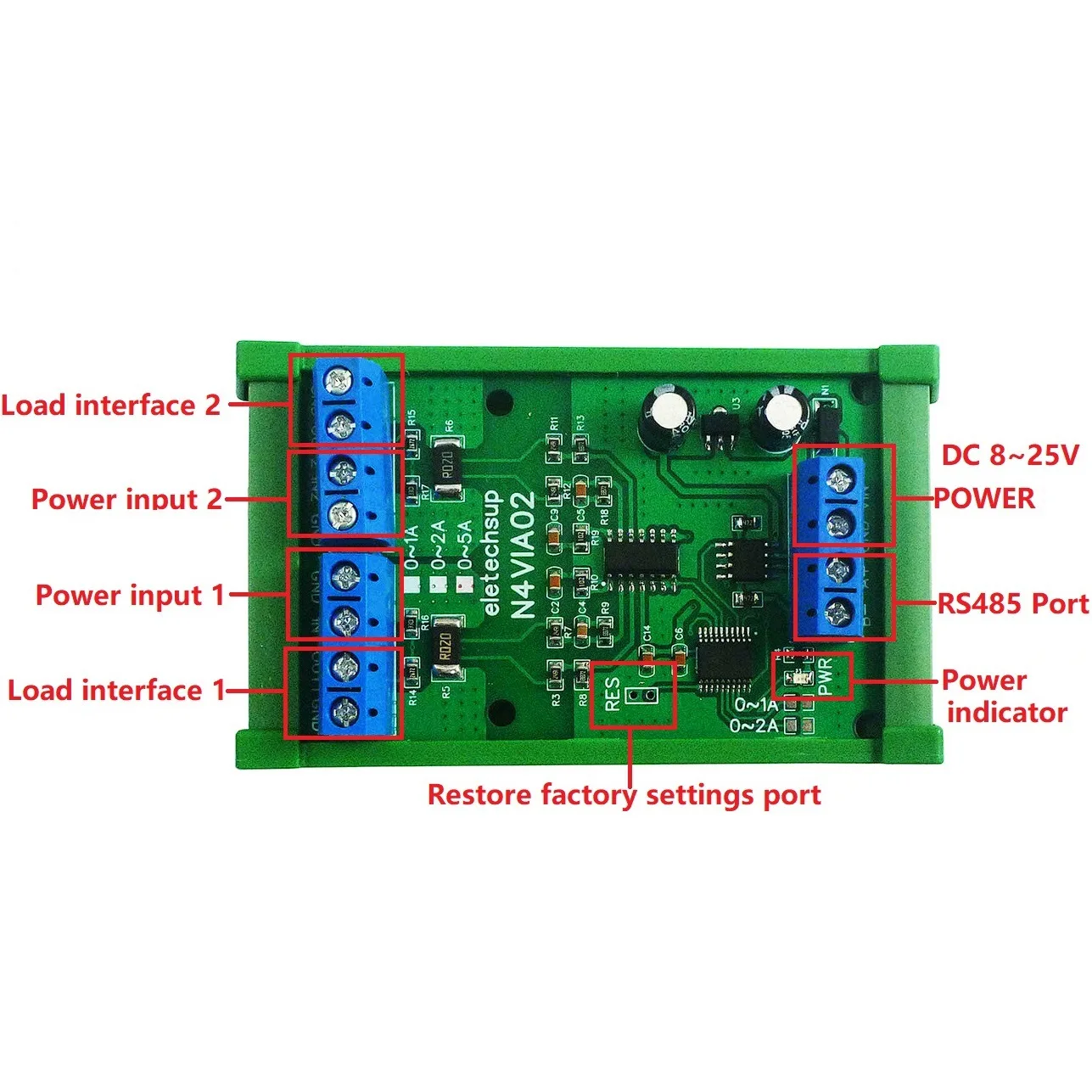 3 In 1 RS485 다기능 Modbus RTU 전류계 및 전압계 0-30V 전압 신호 측정 1A 2A 5A 전류 수집 모듈