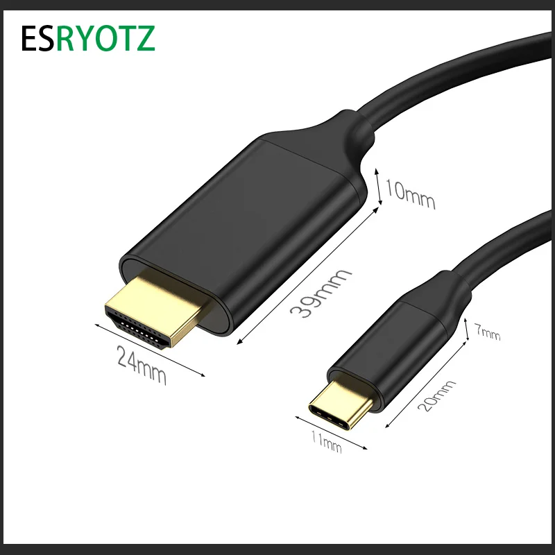 애플 맥북 프로 델 레노버용 USB-C to HDTV 케이블, USB to HDMI 호환 어댑터 컨버터 케이블, 4K 60HZ ESRYOTZ