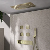 Système de douche à température constante, plafond en laiton gris pistolet, design intégré, affichage numérique LED, mélangeur de salle de bains d'eau froide et chaude 2