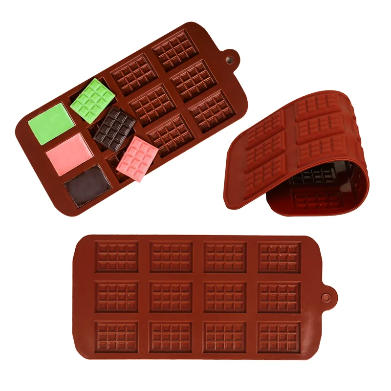 Chocolate Silicone Molds Fondant Waffles Baking Mould 12 DIY Candy Cake Biscuit Making Tools Kitchen Baking Accessories
