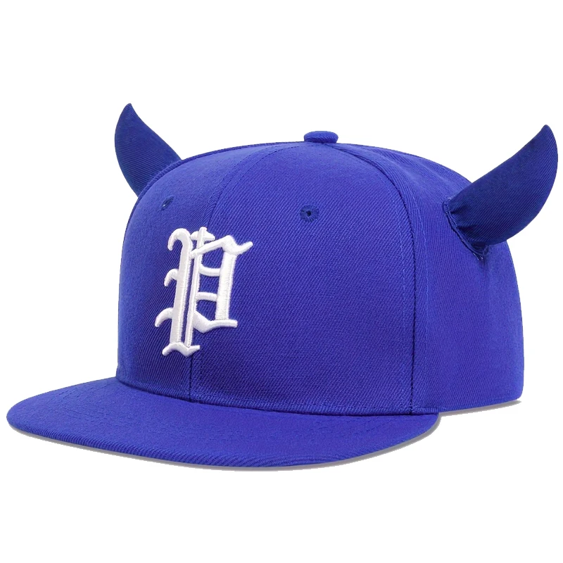 Modische Hip-Hop Baseballkappe mit P-Buchstaben-Stickerei Hip-Hop-Kappe für Männer Trucker-Caps Niedliche Hörner Sport-Sonnenhut Baumwolle Snapback-Hüte – Detail 8