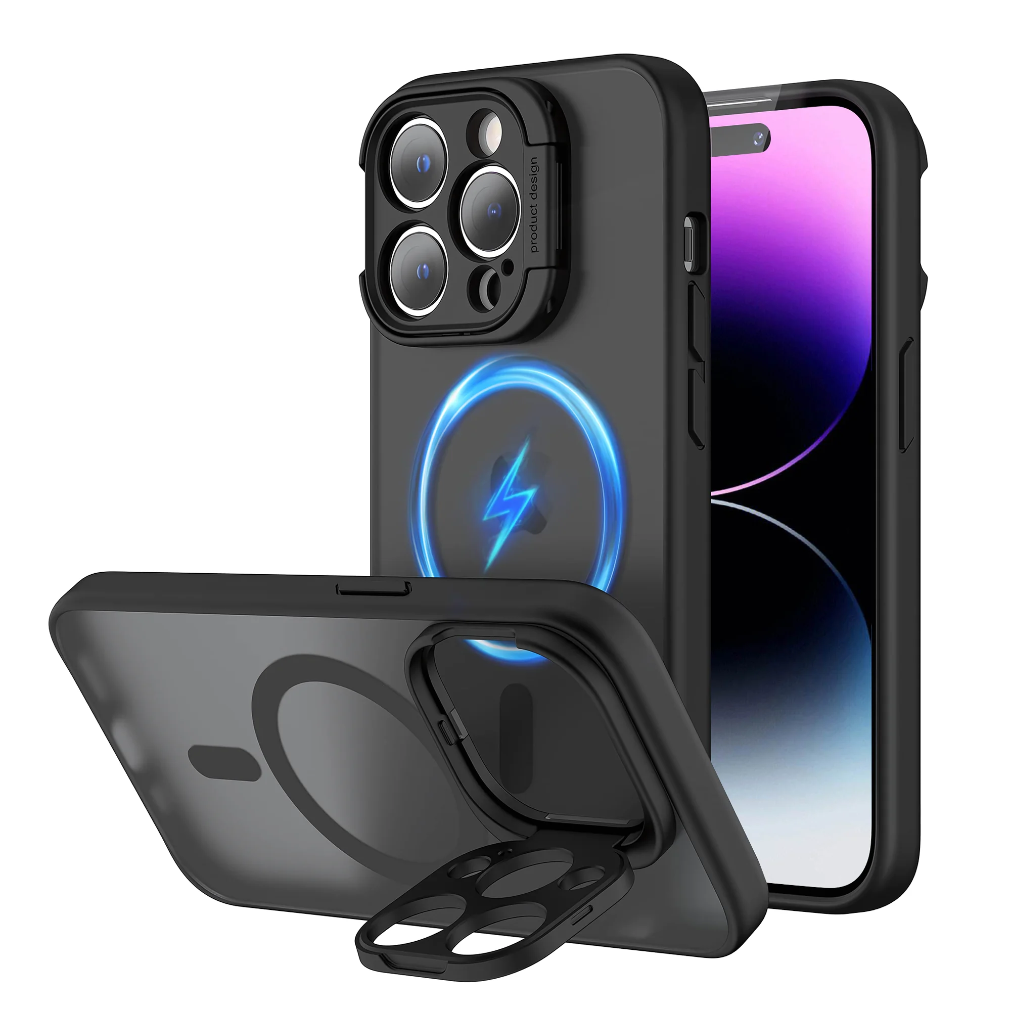 

MagSafe Case For iPhone 14 13 Pro Max 14 Plus Invisible Holder Camera Protector Soft Silicone Bumper Luxury Matte Magnetic Cover