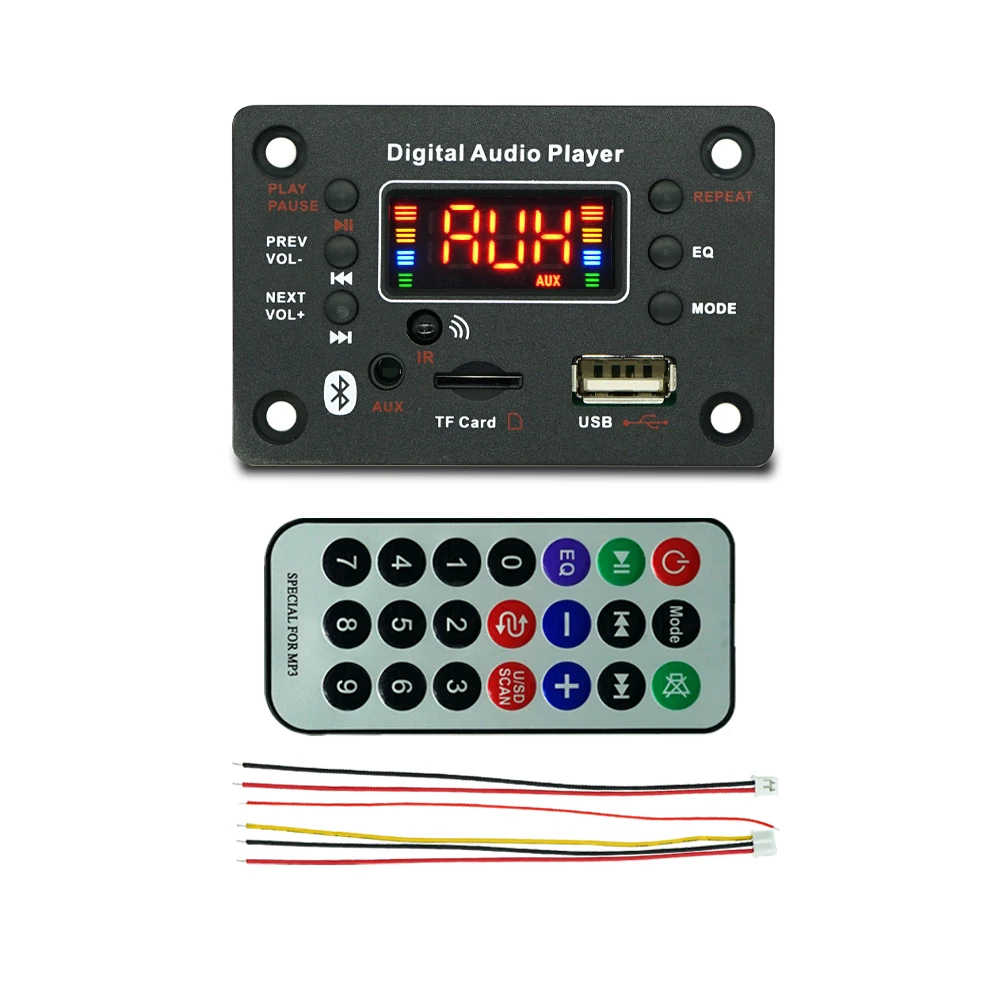 Bluetooth 5.0 WMA/WAV/APE/FLAC/MP3 Decoder Board 12V Wireless FM Radio MP3 Player Support TF Card USB AUX Audio Decording Board bluetooth mp3 receiver,bluetooth music player