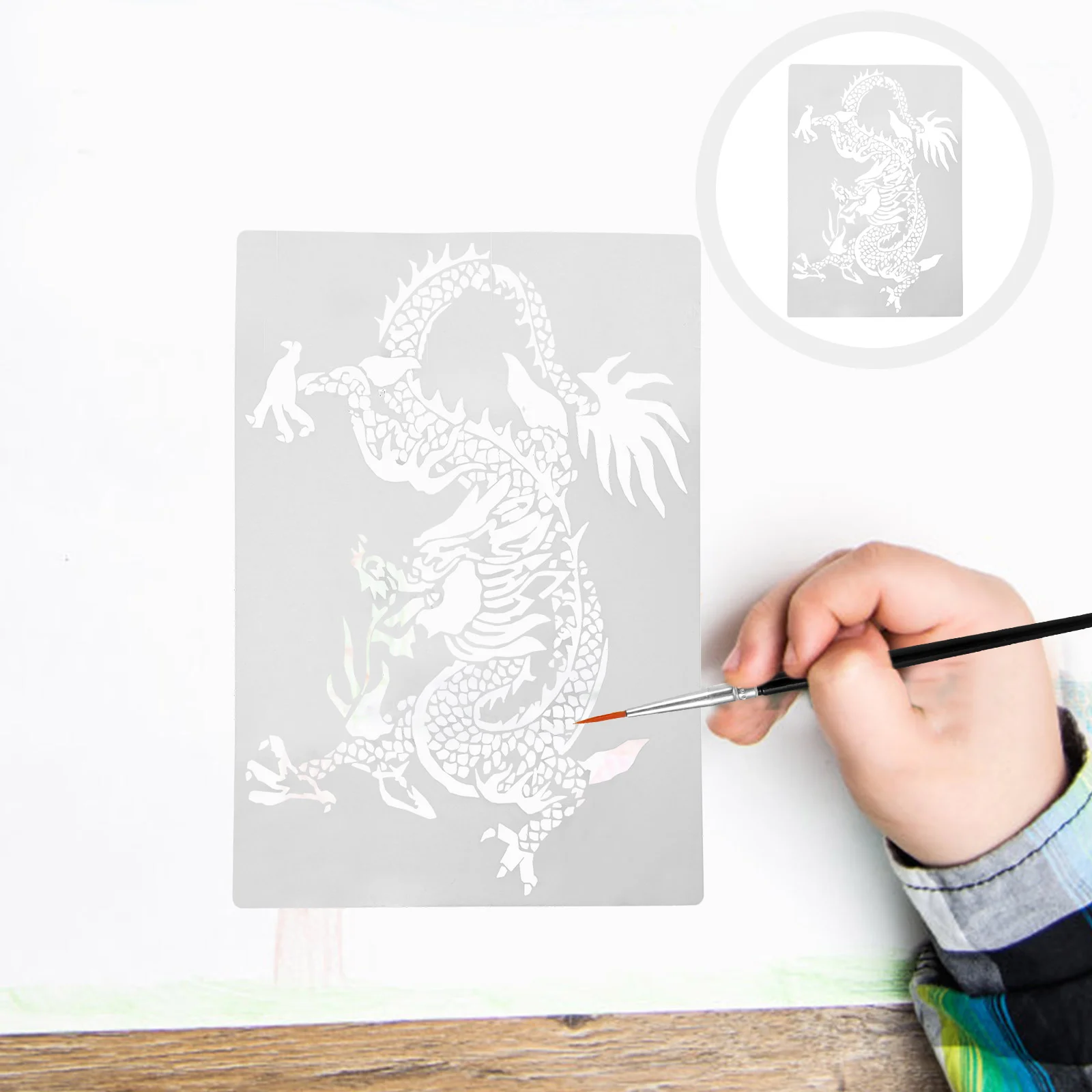 цена 2Pcs Dragon Stencils Painting Stencils Hollow-out Painting Stencils Dragon Drawing Stencils