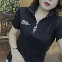 Polo Neck Shirt for Women Graphic Plain Slim Woman T Summer 2025 Korean Popular Clothes Pulovers with Collar Youthful Elegant - Image 6