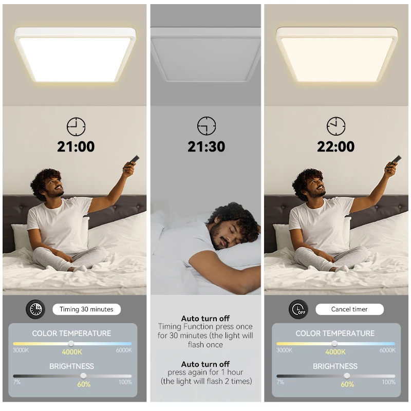 현대 LED 패널 천장 조명, 침실 장식, 주방 밝기 조절 가능, 실내 조명 기구, 85-265V 20W 30W 40W 50W 60W IP44 방수 욕실 Led 흡정등 거실의 큰 샹들리에 거실조명 천장 led