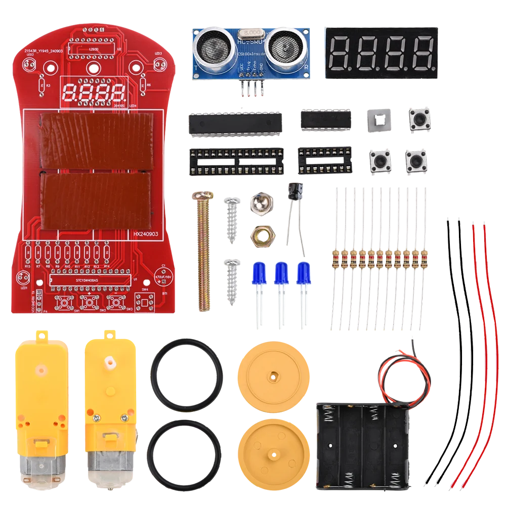 51 MCU Smart Car Ultrasonic Distance Measuring Obstacle Avoidance Car Microcontroller Intelligent Welding Teaching DIY Kit
