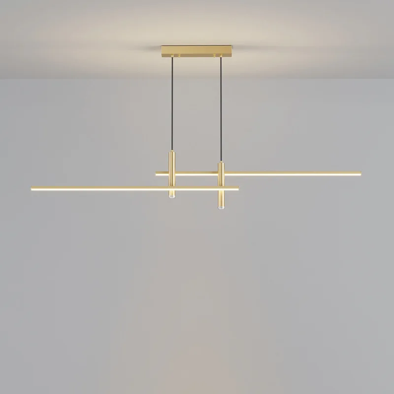 Restaurant Dining Led Pendant Lights Black Gold Minimalist Strip Kitchen Chandelier Lamp Modern Lampara Decor Lustre Fixtures