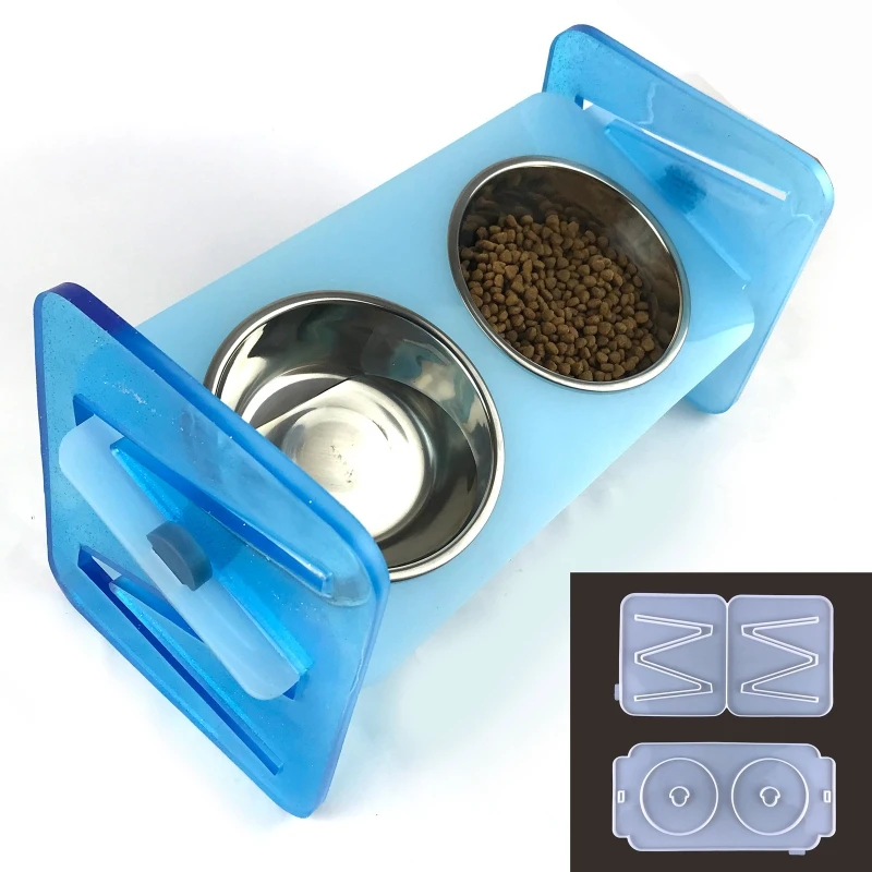 

1 Set Raised Pet Bowl Mold Food Feeding Dishe Silicone Mold Water Container Stand Feeder Mould Set for Cats Puppy Supplies
